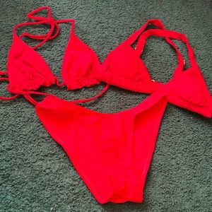 2 Red Bikini Tops + Bottom
